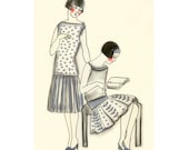 Art Deco fashion drawing  Art Deco Afternoons - 4 X 6  print