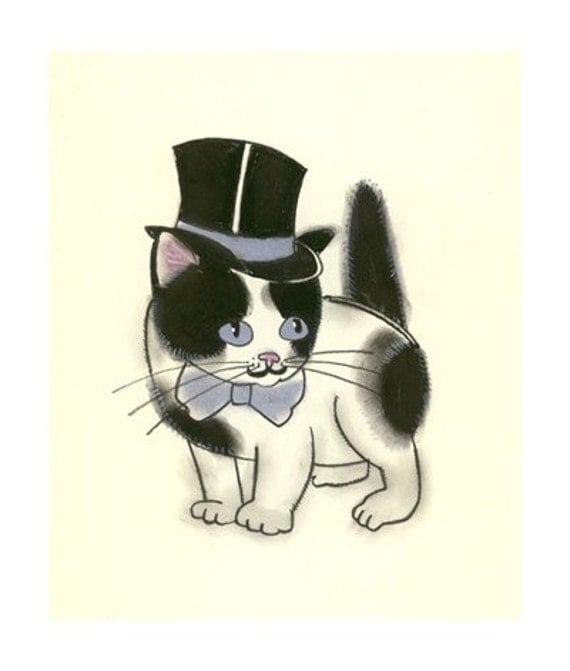 Cat art print Aristo-kitten - 4 X 6 cat print