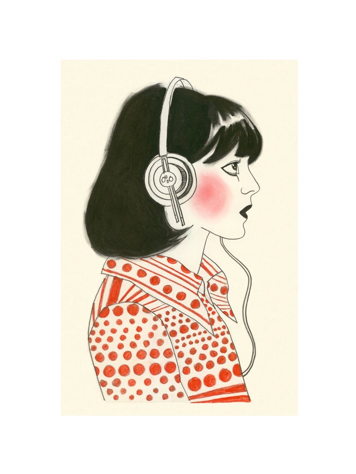 Fashion illustration New York Listener - 4" X 6"  print