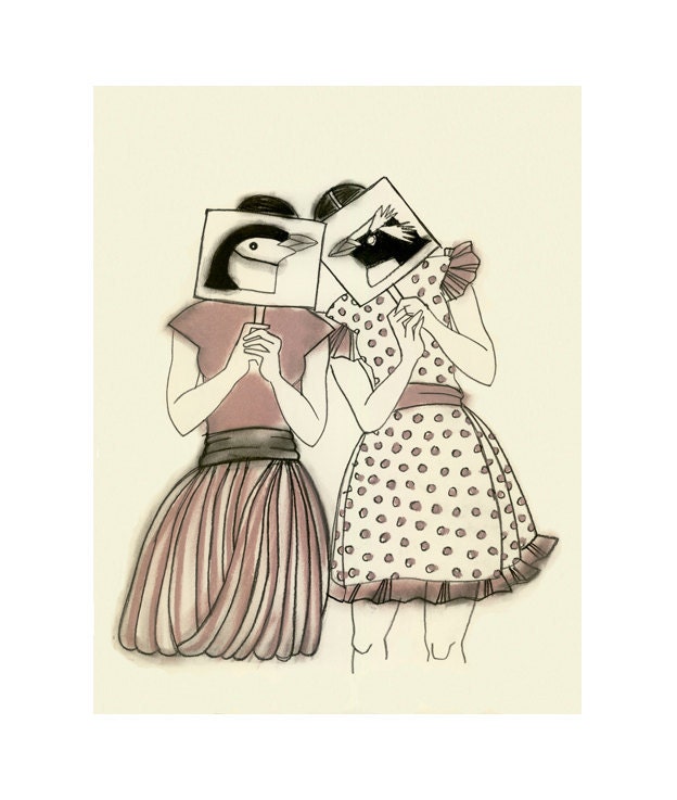 Fashion illustration -  Masked Ball - 4" X 6" print