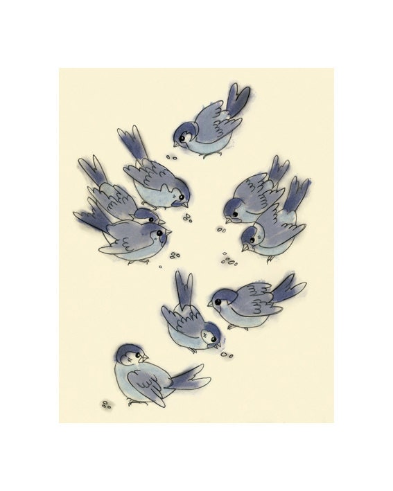 Baby Bird Art drawing -  Breakfast of Champions - 4" x 6" print