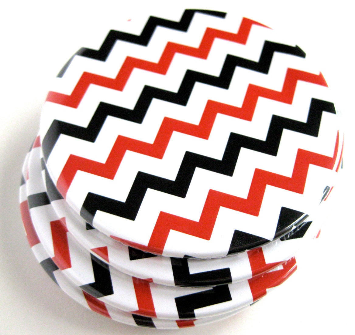 Black & Red Home Decor // Chevron Coasters // Set of 6