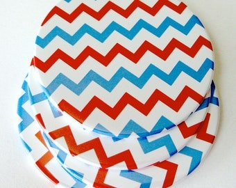 Red & Turquoise Home Decor // Chevron Coasters // Set of 4