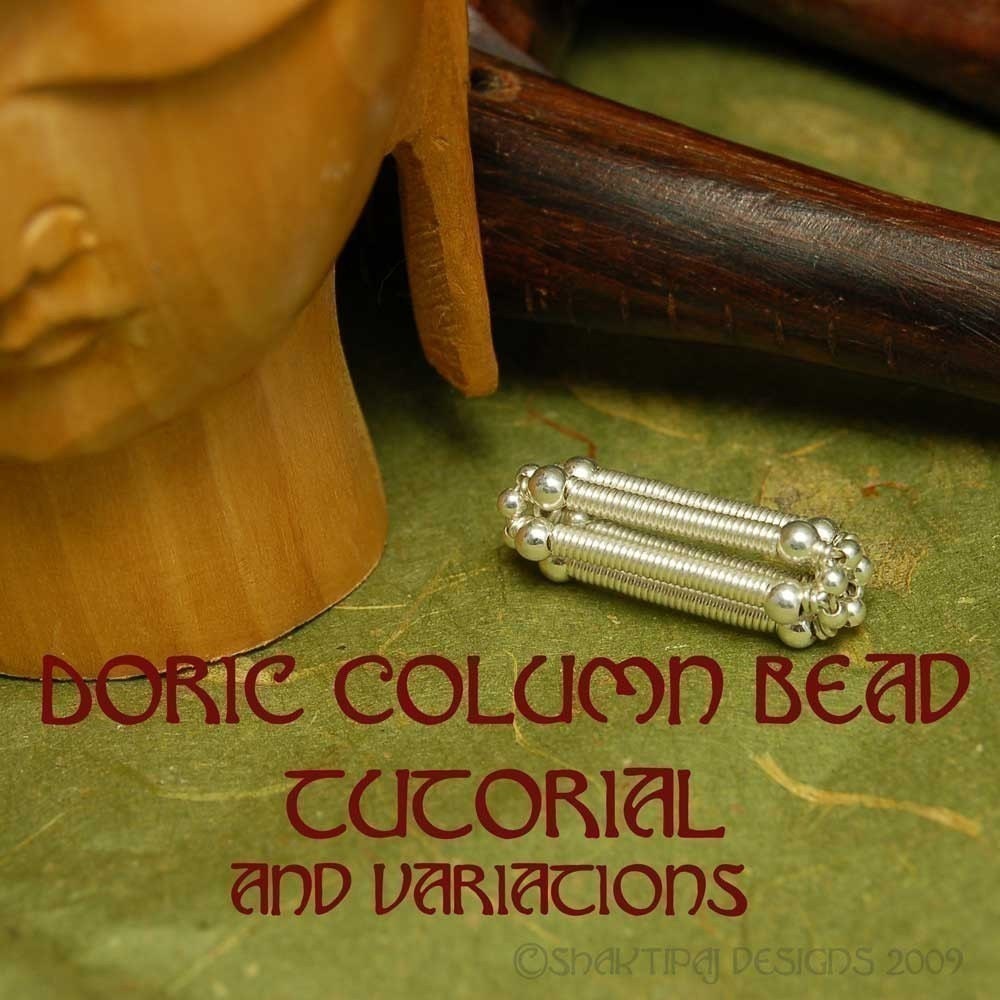 Doric Column Silver Wire Beaded Bead  Earring or Pendant - Instant Download Wire Jewelry Tutorial Instruction