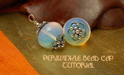 Periwinkle Bead Cap Earrings - Instant Download Wire Jewelry Tutorial Instruction PDF