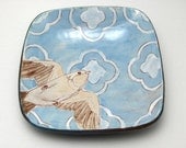 Plate with Hand Drawn Bird and Pattern - OOAK