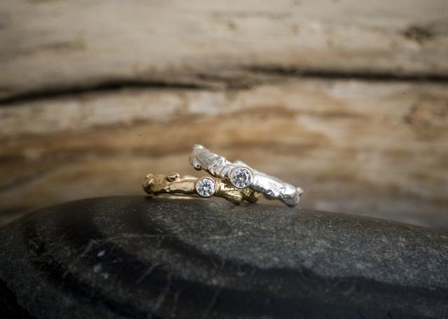 14k Gold Moissanite Branch Ring