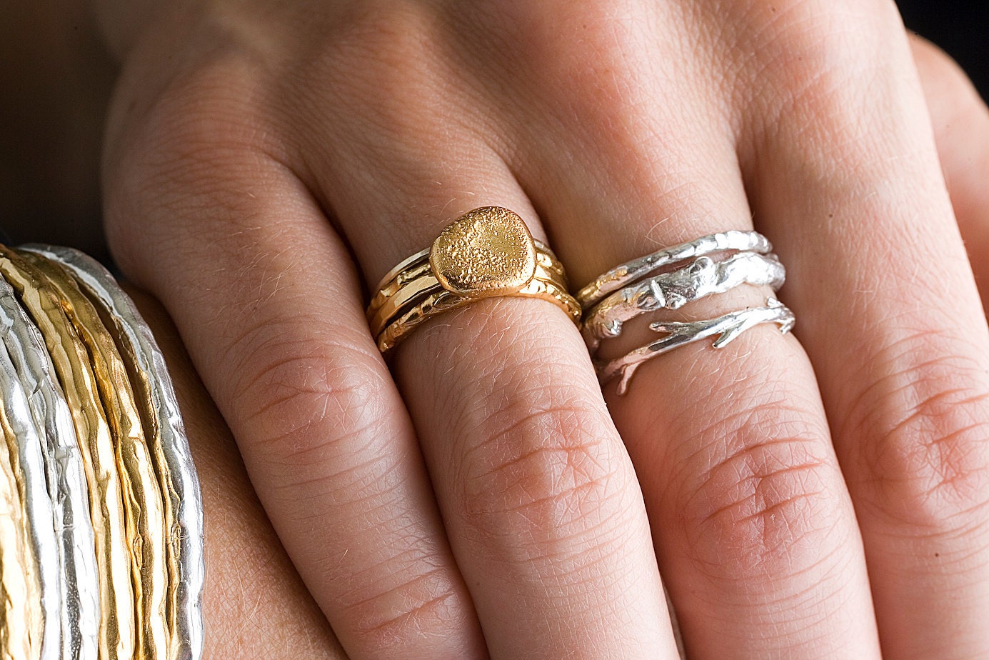 Gold Small Rock Ring