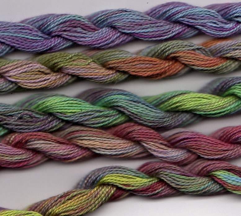 Perle Fine, 5 pack, Apple, Lime, Peach, Yarn, Mixed Media, Textile Art, Fiber Art, Serendipity