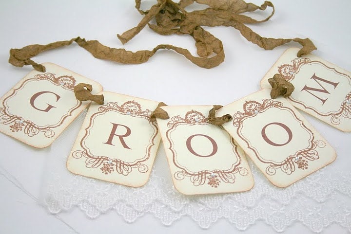 Groom Garland / Banner - Petite Vintage Style - Wedding