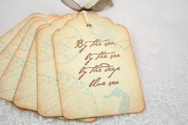 Beach Gift Tags Seashell Favor Tags Discover the Seaside Beach Wedding