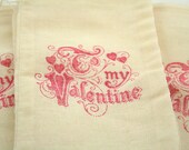 Valentine Muslin Bags / Drawstring Gift Bags - Stamped Be My Valentine