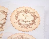 Personalized Wedding Stickers / Seals Bride Groom Name Stamped Vintage
