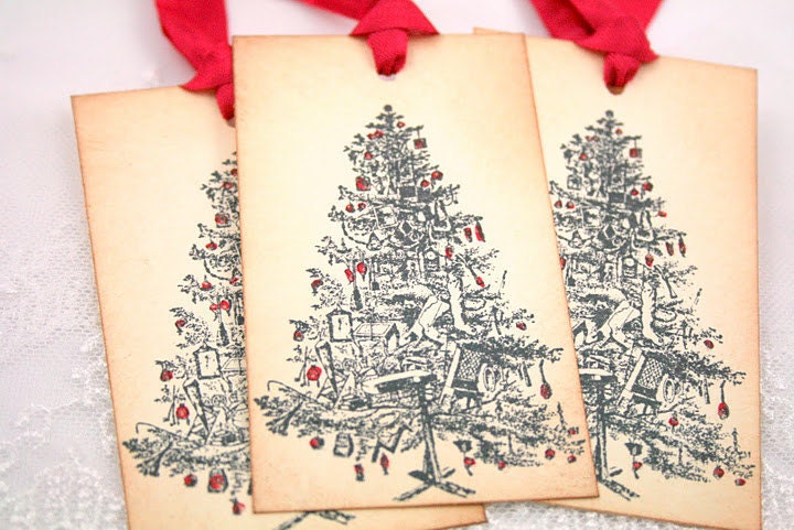 Christmas Tags Victorian Christmas Tree Gift Favor Tags