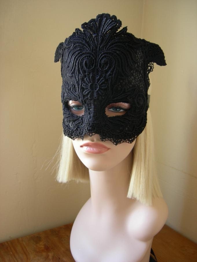 Funerary Mask - Black Silk Lace Mask - To Order