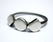 Shapes stacking ring-sterling silver cirlcle diamond