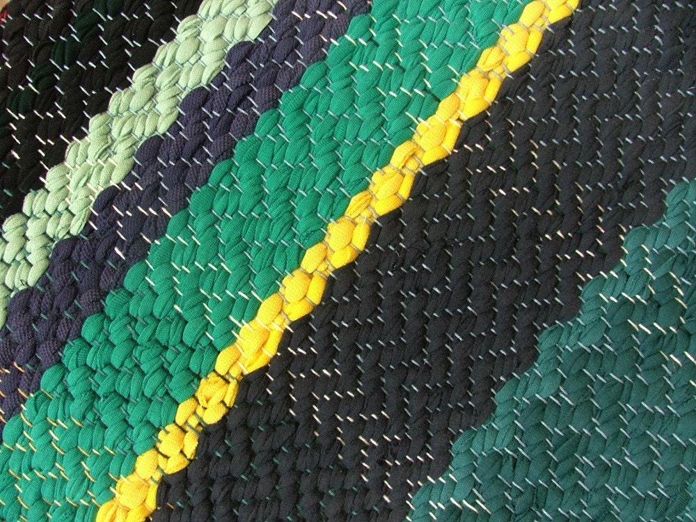 SCANDINAVIAN STYLE II -- Hand-woven blue, green and yellow rug