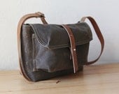 Small Satchel in Stone Waxed Canvas and Leather // Weather Resistant // Organic Cotton Canvas Lining