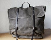 Waxed Canvas Backpack // The Rucksack in Stone // Leather Straps