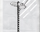 No.10 - A  C O L L A G E  A   D A Y- February 4th 2011- "Yes No Perhaps"-Print on Handmade Watercolor Paper