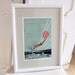 Wasserfrühling, Fine Art Collage Illustration Print, handmade watercolor paper, 8x12, Spring