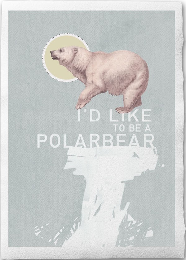 I Want To Be A Polarbear -- Print on Handmade Watercolor Paper, No.18  February 21th 2011
