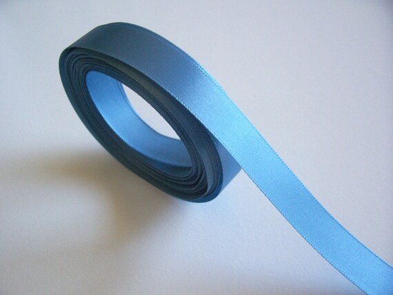 SingleSided Steel Blue Satin Ribbon 5/8 inch by GriffithGardens