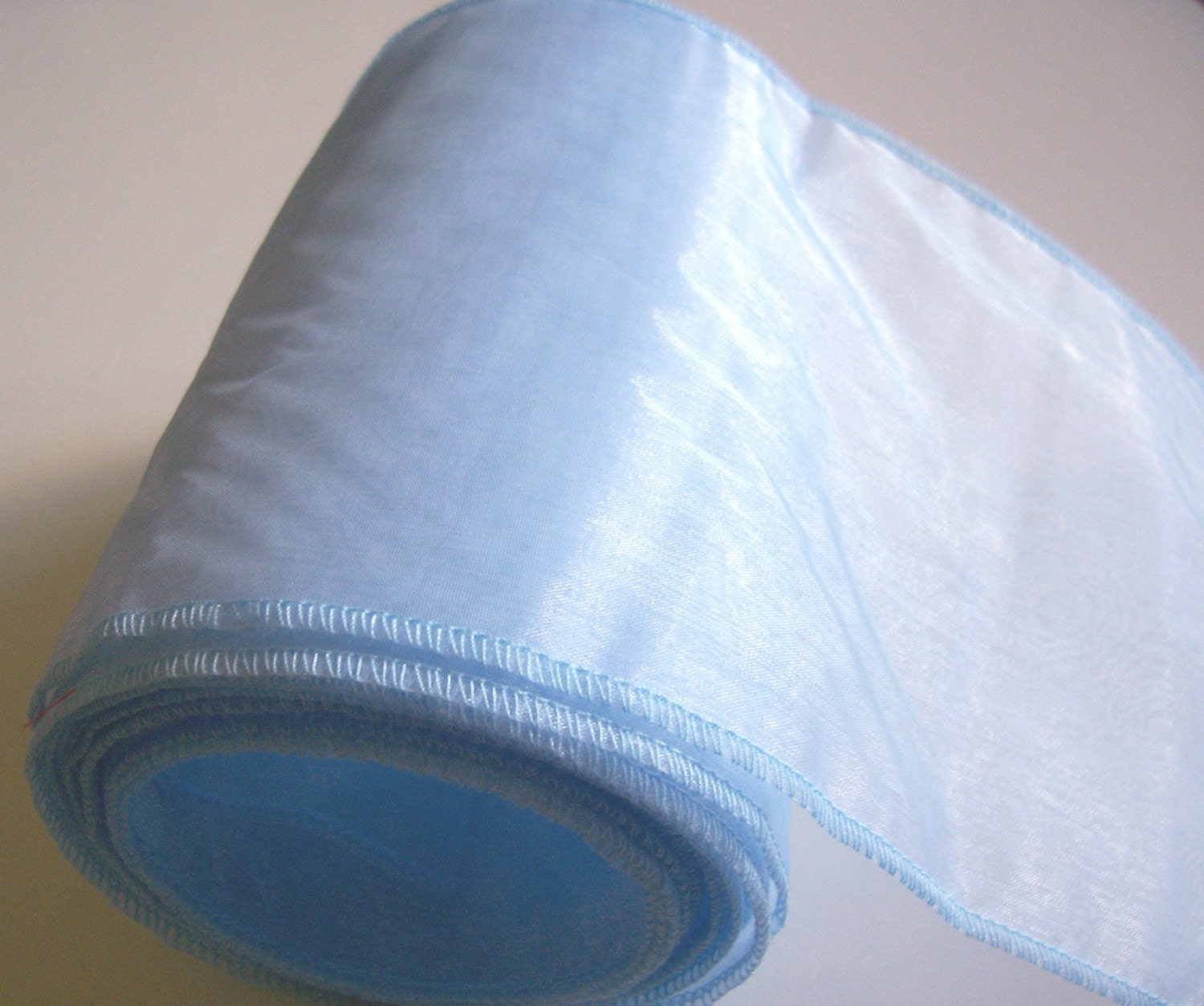 5 Yards of Baby Blue and White Double Layered Organza Ribbon 6 inches wide