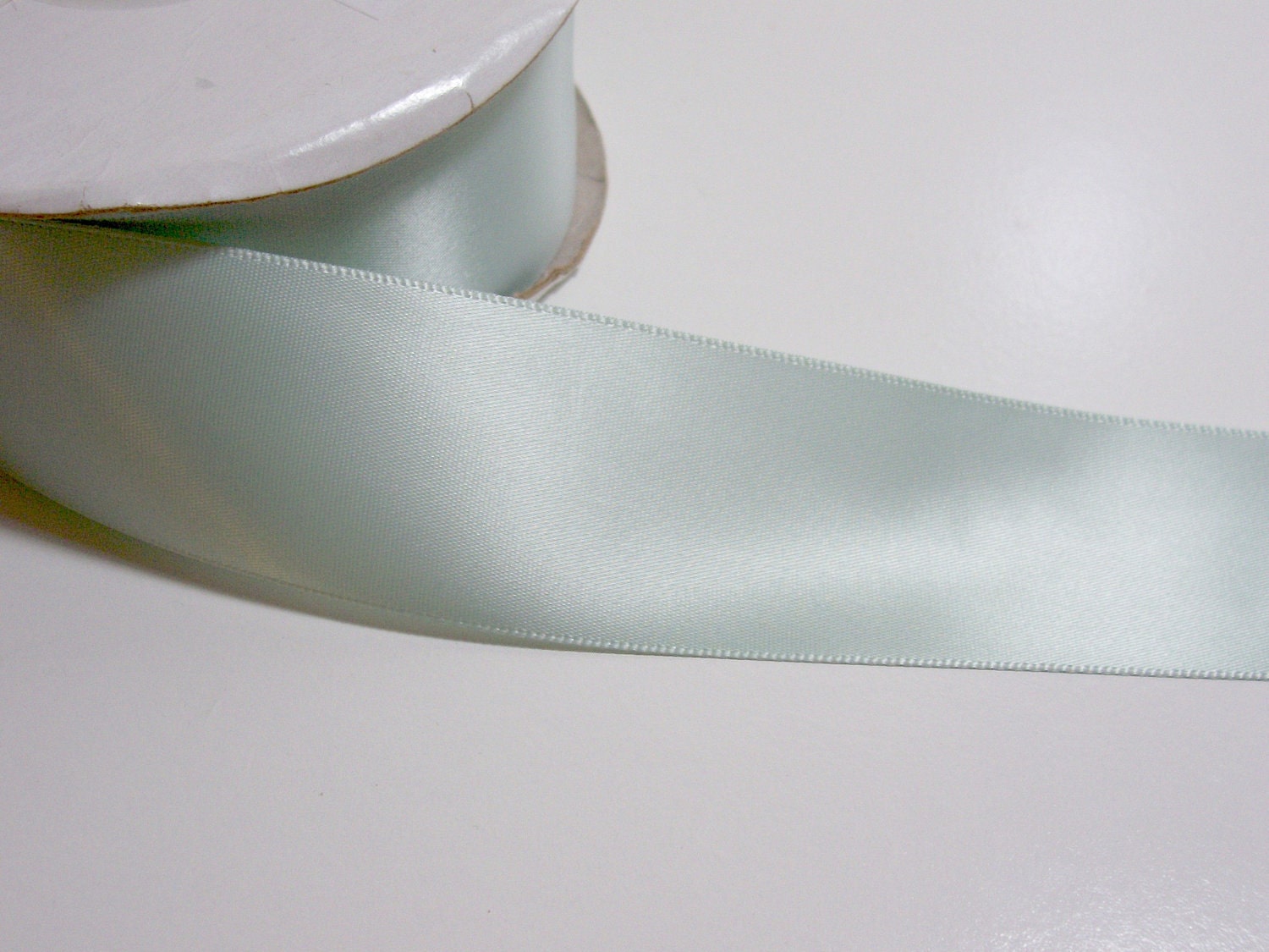 RESERVED FOR ALILAVIN Ocean Mist Green Single-Faced Satin Ribbon 1 1/2 inches wide