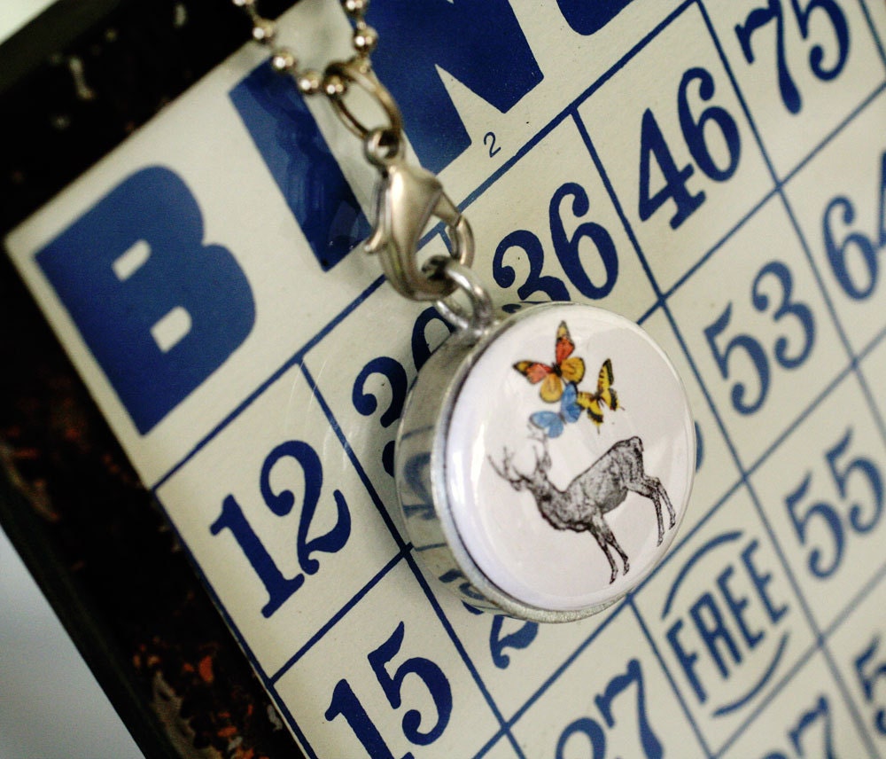 Best Friend Locket Necklace -  Ride Shotgun - Deer, Butterflies Magnetic Interchangeable Set by Polarity