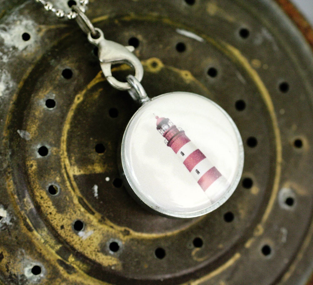 Lighthouse Locket Necklace -  Ship, Anchor - Nautical Magnetic Necklace - Recycled by Polarity