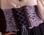 Victorian inspired Corset Belt - Beautiful re-embroidered periwinkle lace - any size