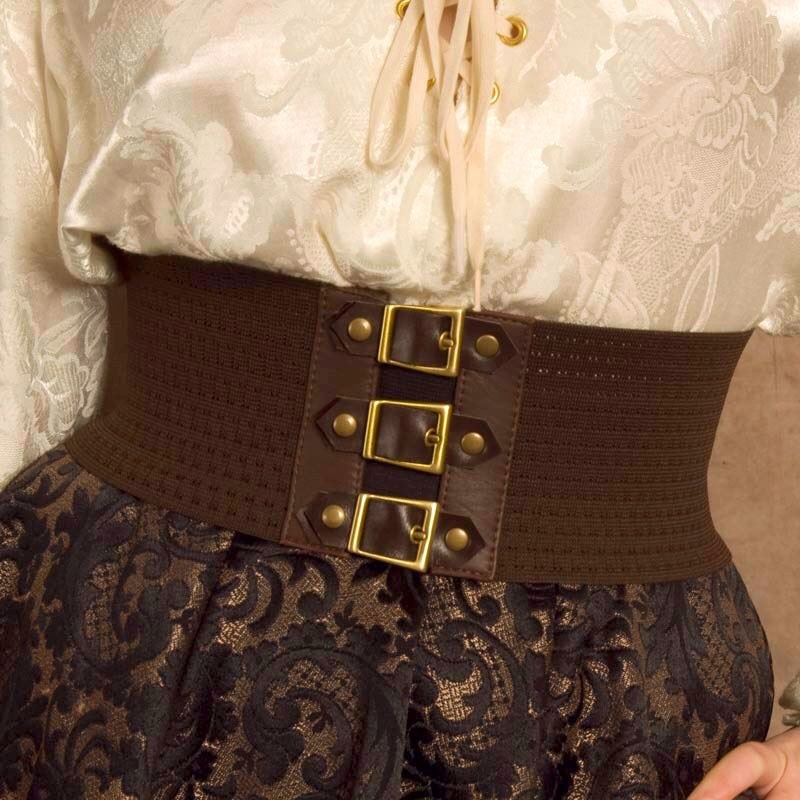 Brown Steampunk / Pirate Buckle belt for budget conscious time travelers - sizes xs sm med