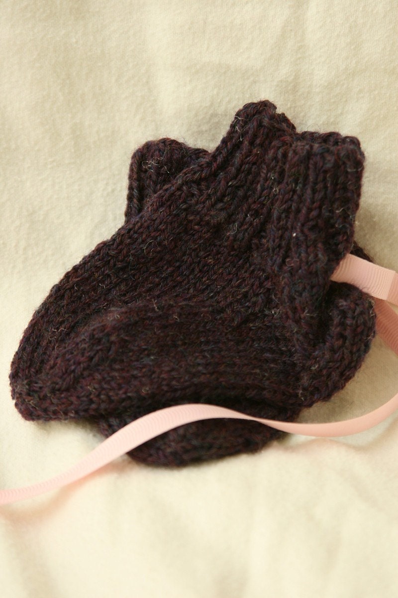 Dark Purple Baby Knit Socks 10-12 Months
