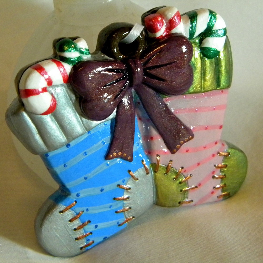 Pink and Blue Socks Ornament