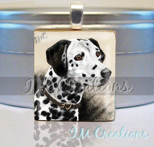 Dalmatian Dog Scrabble tile pendant charm by IMCreations (AM332)