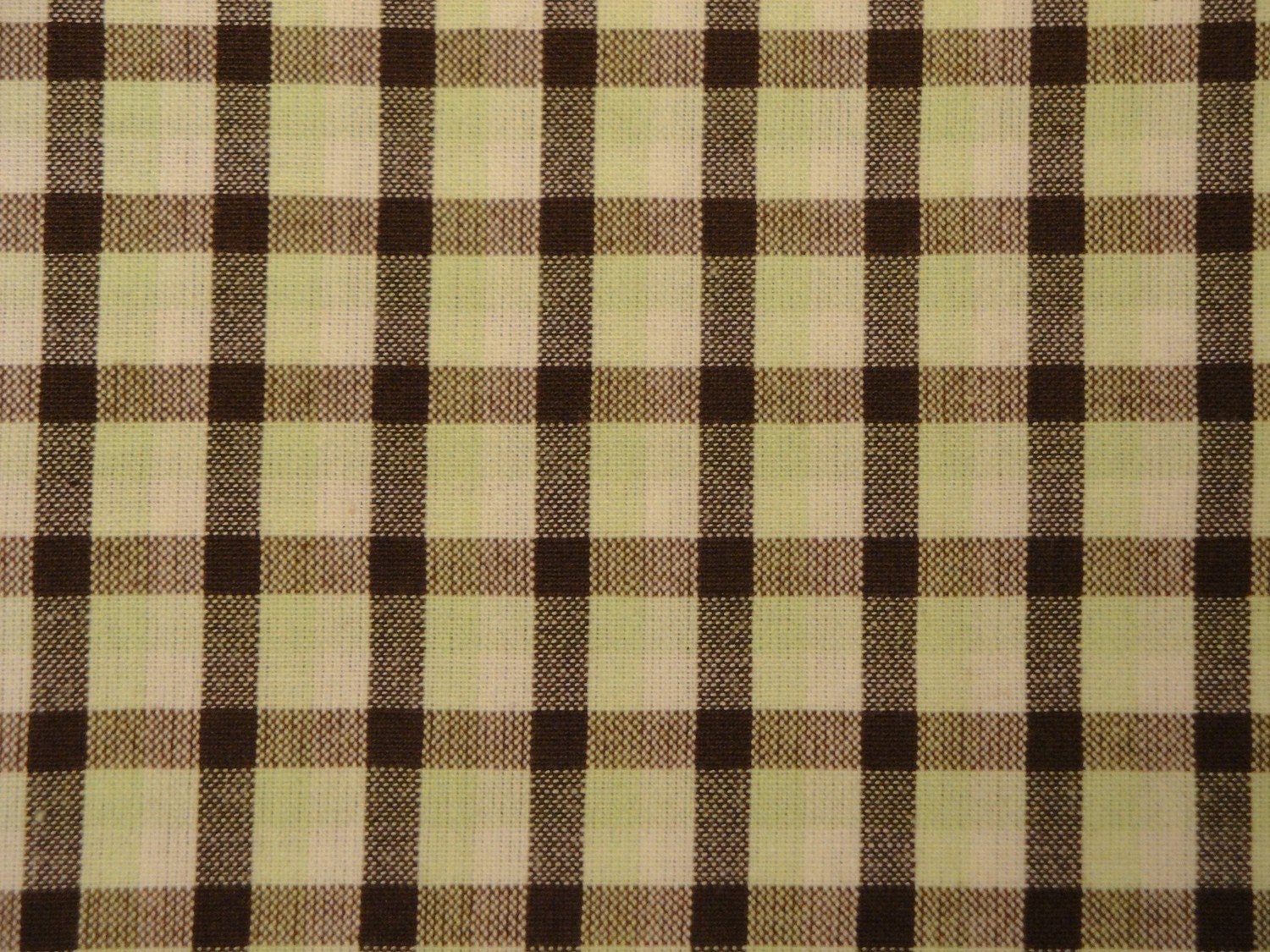 Marlene & Lacy Troyer Plaid MT - 013 Spring Green, Natural And Brown Window Pane Plaid Homespun By The Yard