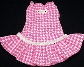Pet Clothing To Order for Dog Cat Dress Pink Houndstooth  Dressed For Tea