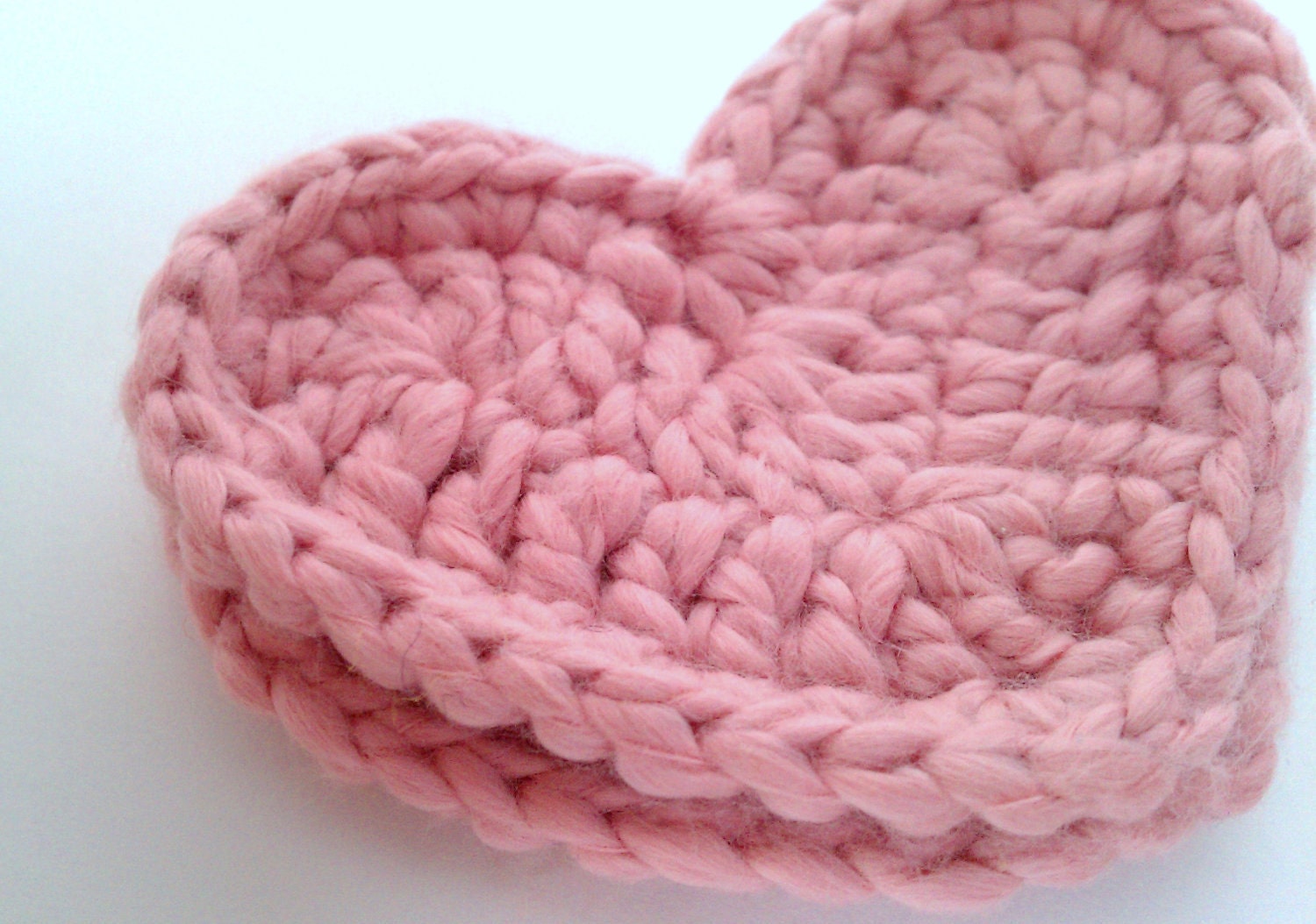 organic cotton crochet heart face scrubbies - heart-shaped pale baby pink crocheted mini face washing cloths - set of two