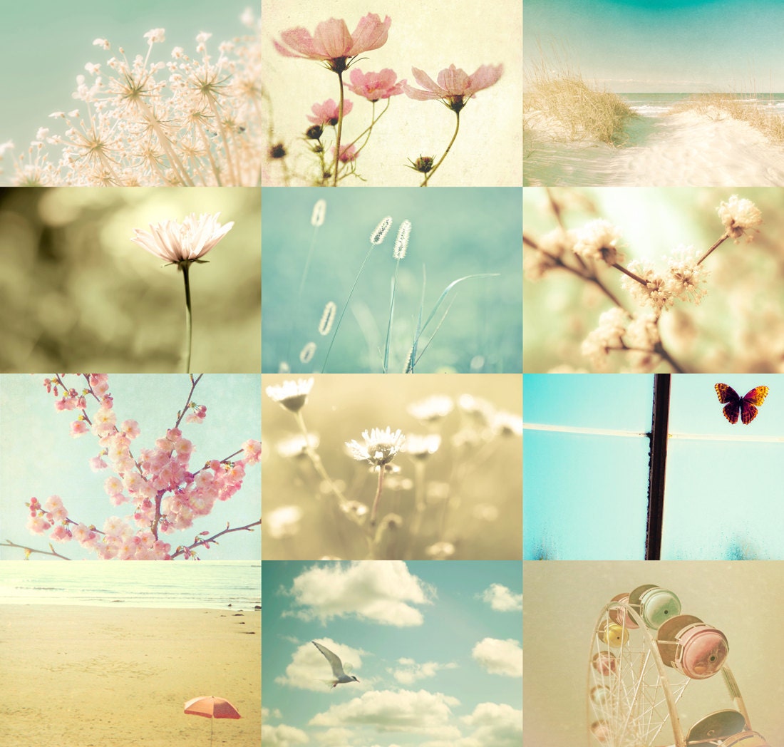 Spring decorating ideas, home decor, pastel colors, pink, aqua, honey gold, beige, butterfly, flowers, summer, beach