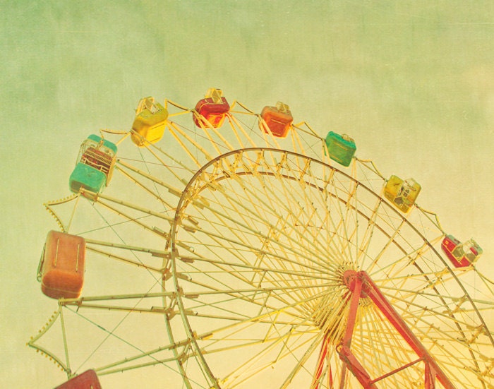 Carnival photography circus photo home decor ferris wheel baby room nursery wall art pastel colors ferris wheel circus Texas - 8x10