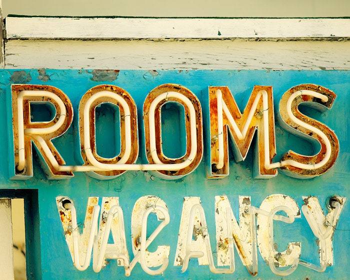 Housewarming gift photography motel sign vintage sign photo peeling paint pumpkin aqua turquoise guest room decor roadtrip