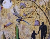 Mixed Media Custom Painting with Loved Ones Silhoutte And Favorite Song