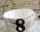 Primitive Farm Basket, Wood, White, Black, Number, Farmhouse, Cottage Chic, Decor, cssteam, ofg team