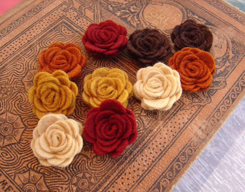 Wool Felt Flowers - NEW Mini Autumn Posies - The Original Wool Felt Posies