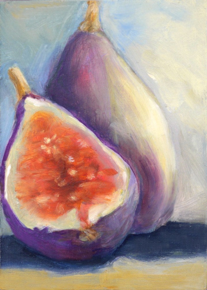 Figs ACEO Original Oil  Fruit Still Life Art  Wall Decor