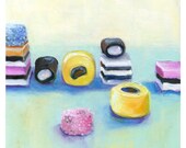 Landscape With Licorice Archival  8" x 8"  Retro Candy Wall Art Print Home Decor