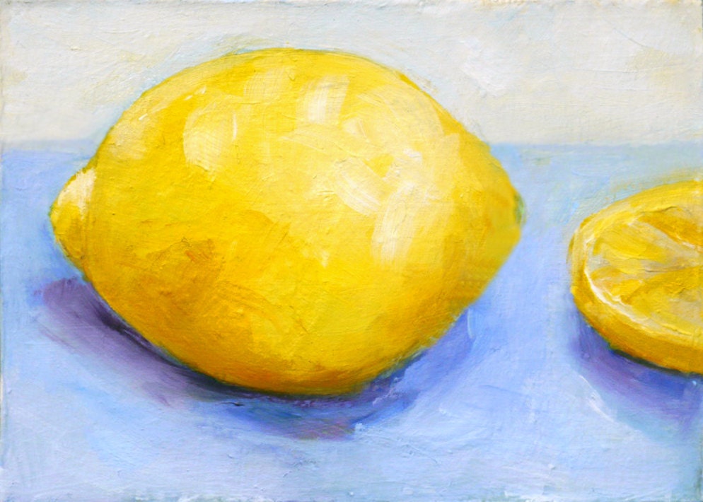 Lemon Original Oil Painting ACEO
