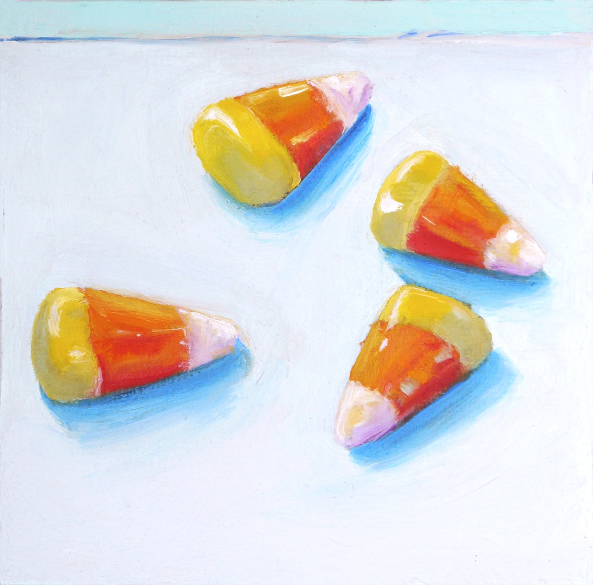 Candy Corn Original Oil Painitng of candy 4" x 4" Home Wall Decor