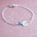 Petite Sterling Silver Charm Bracelet . Tiny Cream Pearl or Crystal option . Bright Silver Chain . Custom Stamped Initial . Personalize Gift